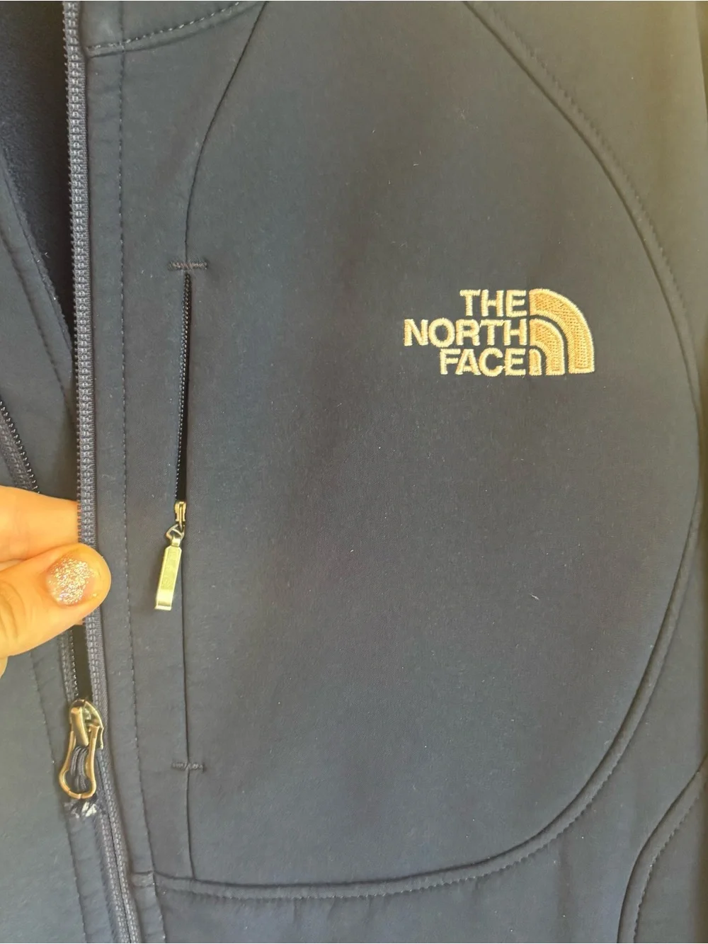 The North Face Navy Blue Softshell Jacket with Chest Logo